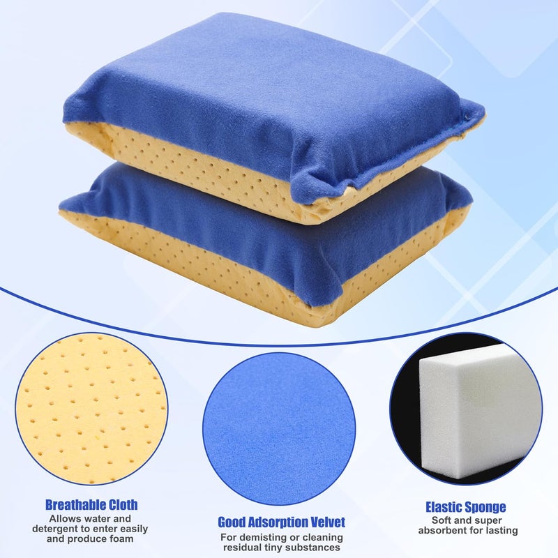 Anglekai 2PCS Window Defogger Sponge, Absorbent Window Glass Defogger Car Windshield Cleaner for Auto Cleaning(Blue+Yellow) - Image 3